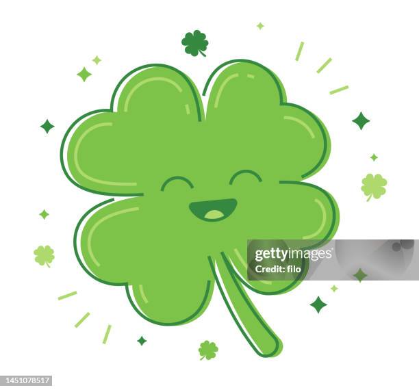 smiling shamrock st. patrick's day clover symbol design element - clover leaf background stock illustrations