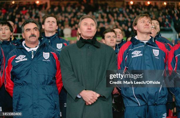 February 1999, Wembley - International Friendly - England v France - interim England manager Howard Wilkinson with John Gorman and Gary Lewin .