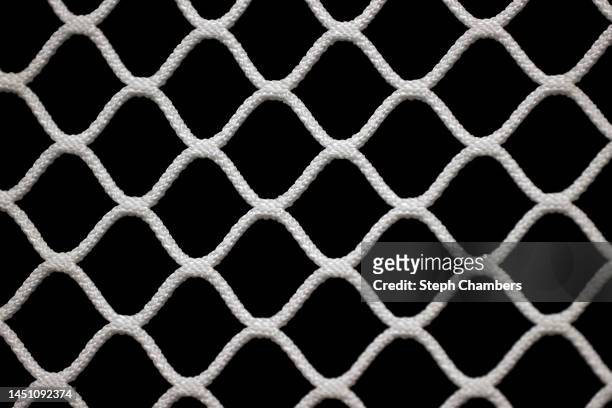 Detail of a hockey net is seen before the game between the Seattle Kraken and the St. Louis Blues at Climate Pledge Arena on December 20, 2022 in...