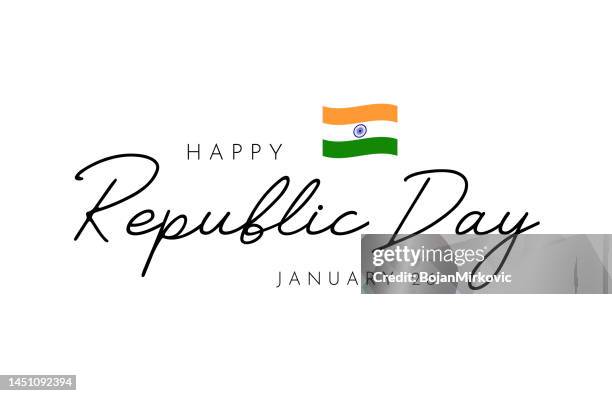 ilustrações de stock, clip art, desenhos animados e ícones de india republic day lettering background. vector - republic day
