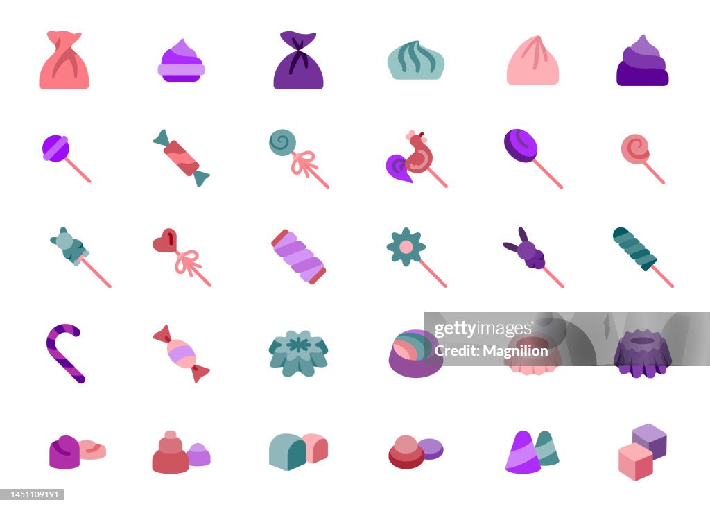 Candy Flat Icons Set