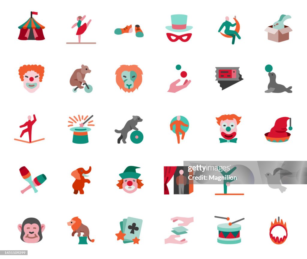 Circus Flat Icons Set