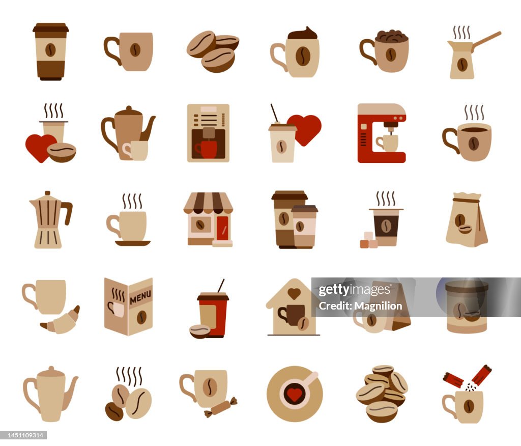Coffee Flat Icon Set