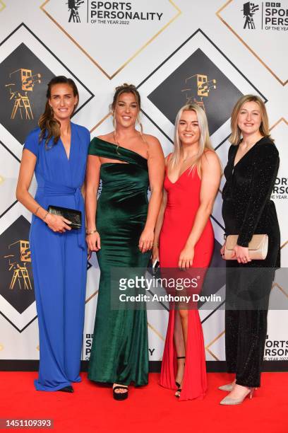 Jill Scott, Mary Earps, Lauren Hemp and Ellen White attend BBC Sports Personality Of The Year at Dock10 Studios on December 21, 2022 in Manchester,...