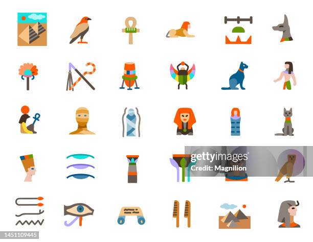 illustrations, cliparts, dessins animés et icônes de égypte flat icons set - anubis