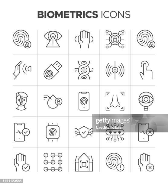 ilustraciones, imágenes clip art, dibujos animados e iconos de stock de iconos de autenticación biométrica: reconocimiento de voz, huellas dactilares y más símbolos - firma digital