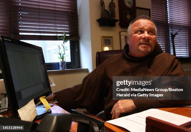 Fr. David Convertino talks about the "Franciscan giving center" at St. Anthony's shrine. Wednesday, August 22, 2007. Staff photo by John Wilcox