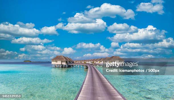 scenic view of sea against sky,ari atoll,maldives - bungalow stock pictures, royalty-free photos & images