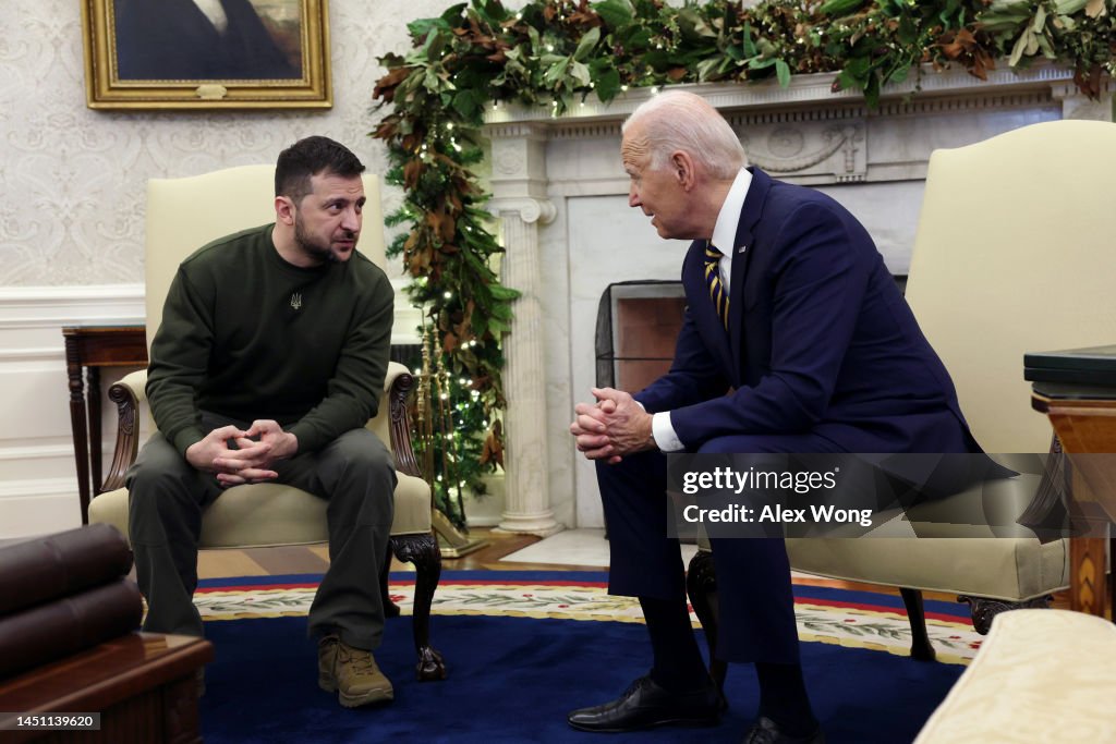 President Biden Meets With Ukrainian President Volodymyr Zelensky In The Oval Office Of White House