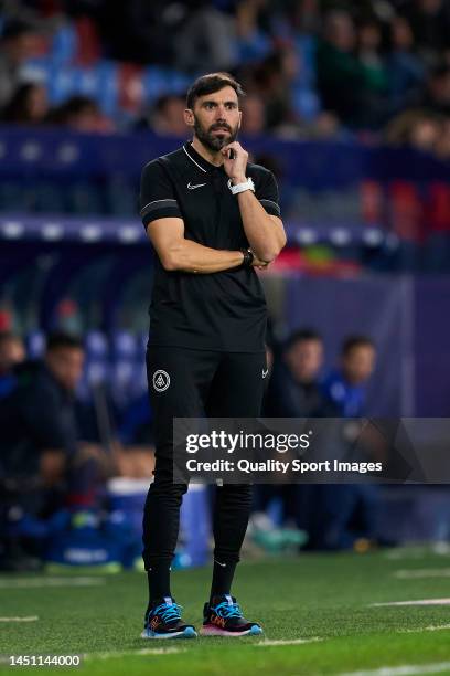 Eder Sarabia, Manager of FC Andorra looks on during the Copa del Rey second round match between Levante UD and FC Andorra at Ciutat de Valencia on...