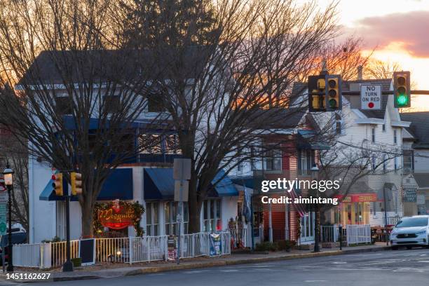 downtown doylestown at sunset - doylestown pa stock pictures, royalty-free photos & images