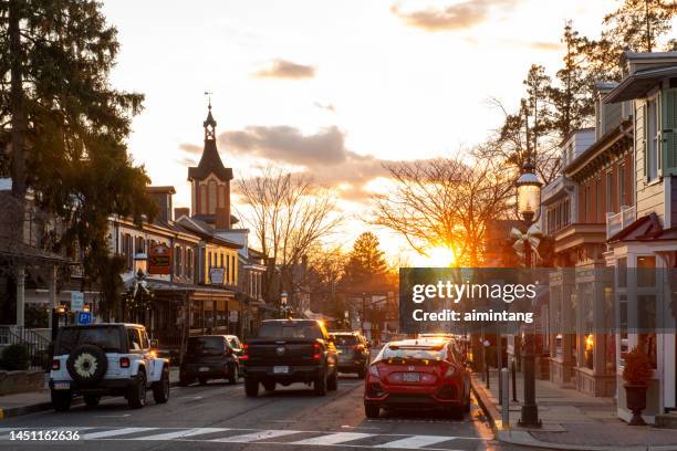 street view of downtown doylestown - doylestown pa stock pictures, royalty-free photos & images