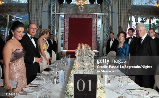 Melanie Antoinette de Massy, Prince Albert II of Monaco and Former U.S. President Bill Clinton during the "Nights In Monaco" Gala Fundraiser equally...