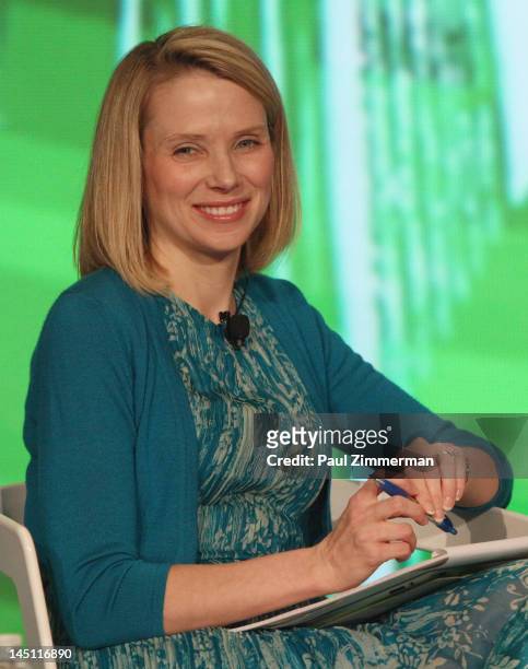 Marissa Mayer of Google speaks at TechCrunch Disrupt NYC 2012 day 3 at Pier 94 on May 22, 2012 in New York City.