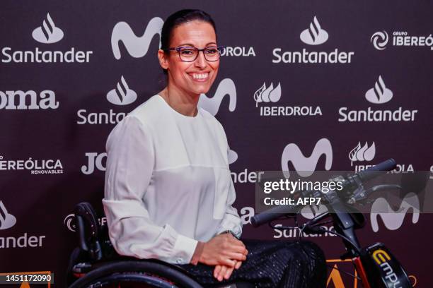 Teresa Perales, swimmer of Spain, poses for photo during the COE 2022 Awards Ceremony at COE Official Headquarters on December 21, 2022 in Madrid,...