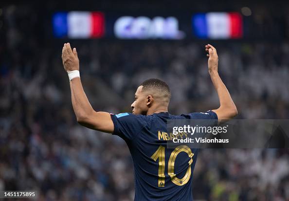 Kylian Mbappe Of France Celebrates Scoring Their Third Goal During Kylian Mbappe Of France Celebrates Scoring Their Third Goal During
