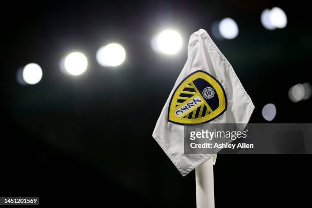 General view of the corner flag during the Friendly match between Leeds United and AS Monaco at Elland Road on December 21, 2022 in Leeds, England.