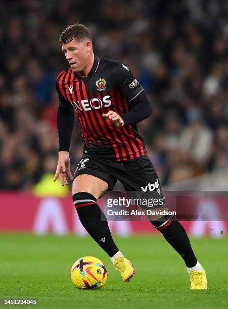 Ross Barkley of Nice runs with the ball during the Friendly match between Tottenham Hotpsur and OGC Nice at Tottenham Hotspur Stadium on December 21,...