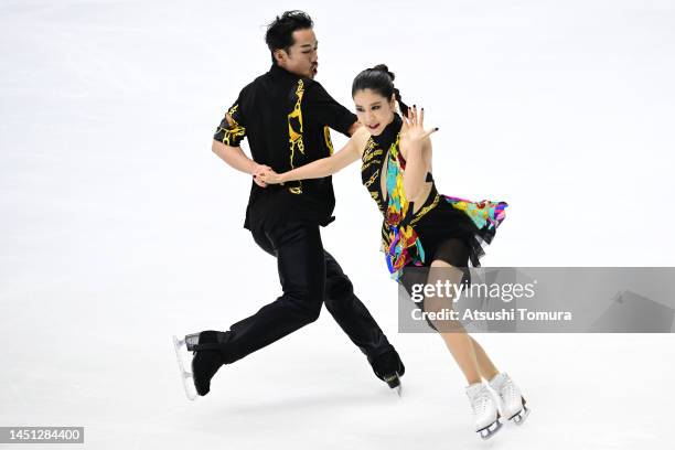 Kana Muramoto and Daisuke Takahashi of Japan compete in the Ice Dance Rhythm Dance during day one of the 91st All Japan Figure Skating Championships...