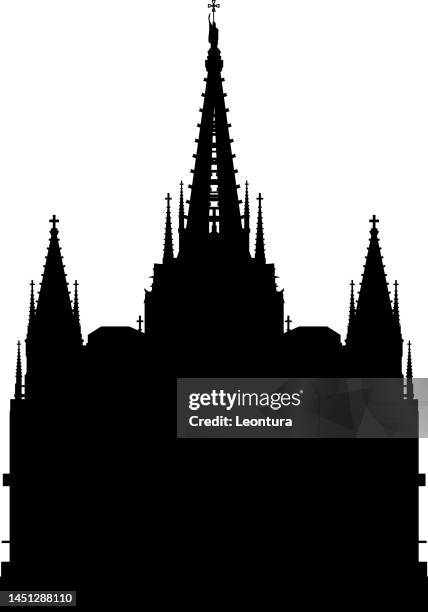 barcelona cathedral - gothic quarter stock illustrations