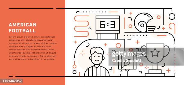 american football web banner template with thin line illustrations - referee flag stock illustrations