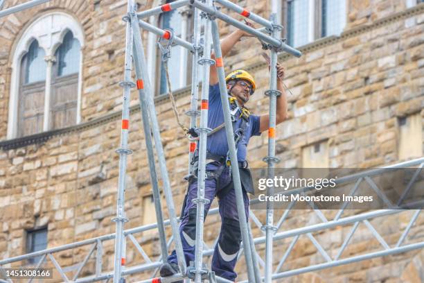 equestrian monument of cosimo i at piazza della signoria in florence at tuscany, italy - historic building stock pictures, royalty-free photos & images