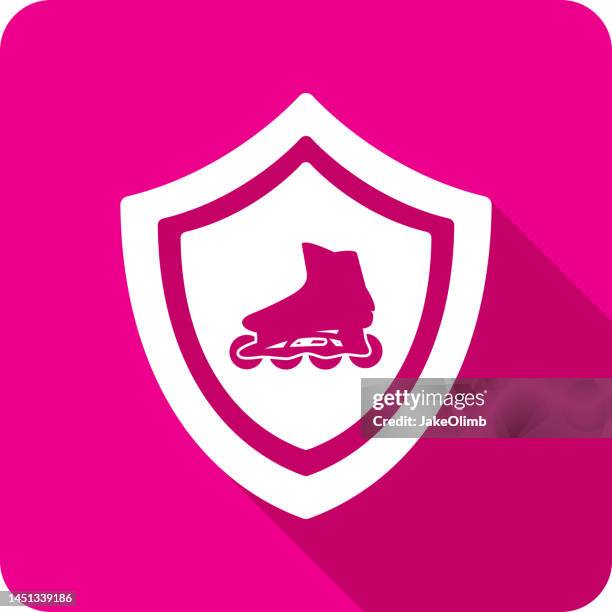 shield rollerblade icon silhouette - rollerskates stock illustrations