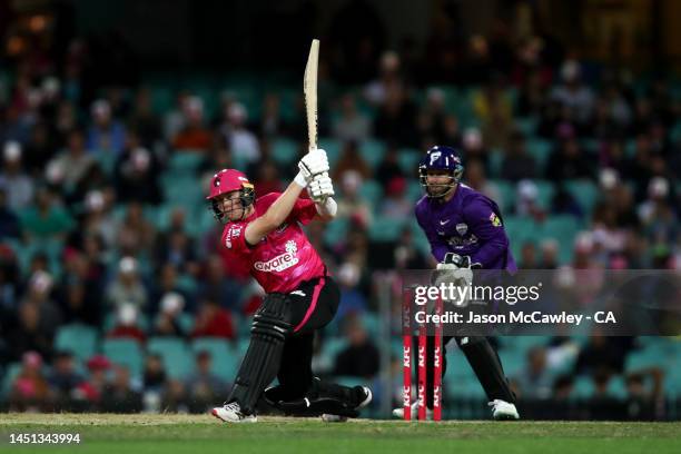 Hayden Kerr of the Sixers bats during the Men's Big Bash League match between the Sydney Sixers and the Hobart Hurricanes at Sydney Cricket Ground on...