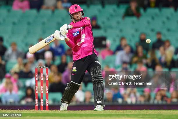 James Vince of the Sixers bats during the Men's Big Bash League match between the Sydney Sixers and the Hobart Hurricanes at Sydney Cricket Ground,...