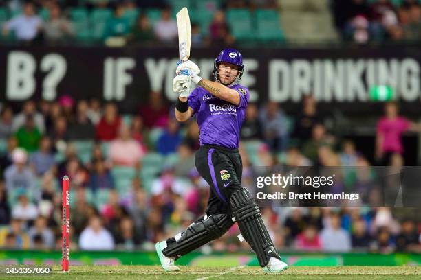 Arcy Short of the Hurricanes bats during the Men's Big Bash League match between the Sydney Sixers and the Hobart Hurricanes at Sydney Cricket...