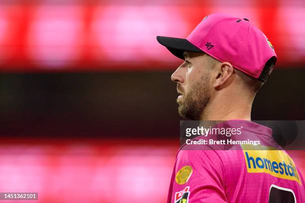 James Vince of the Sixers looks on during the Men's Big Bash League match between the Sydney Sixers and the Hobart Hurricanes at Sydney Cricket...