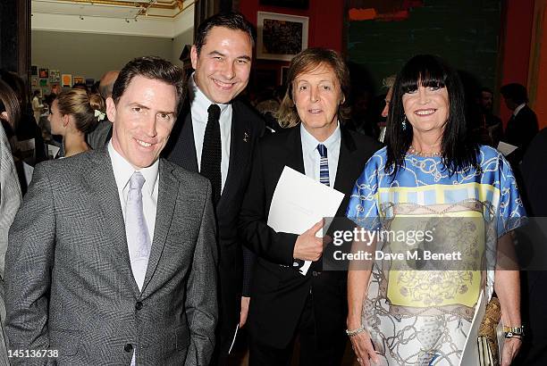 Rob Brydon, David Walliams, Sir Paul McCartney and Sandie Shaw attend 'A Celebration Of The Arts' at Royal Academy of Arts on May 23, 2012 in London,...
