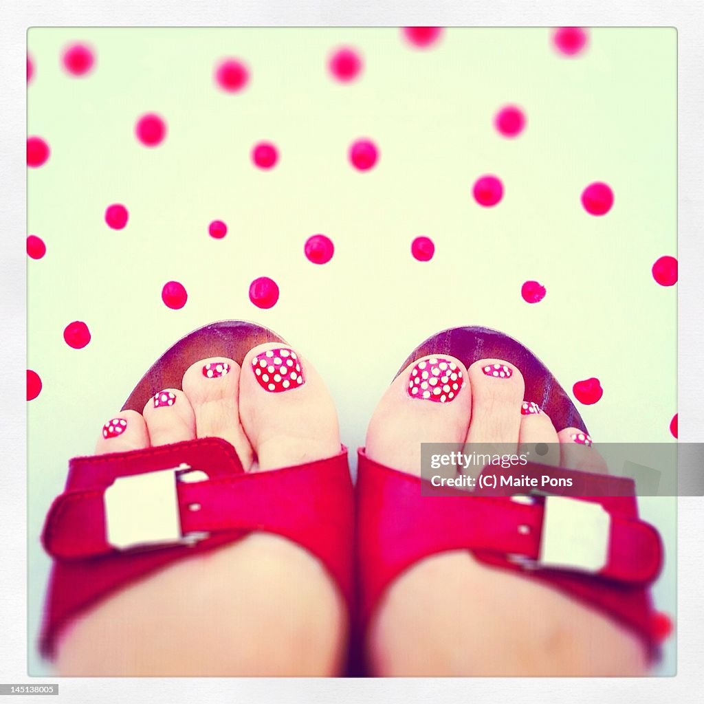 Polka dot pedicure