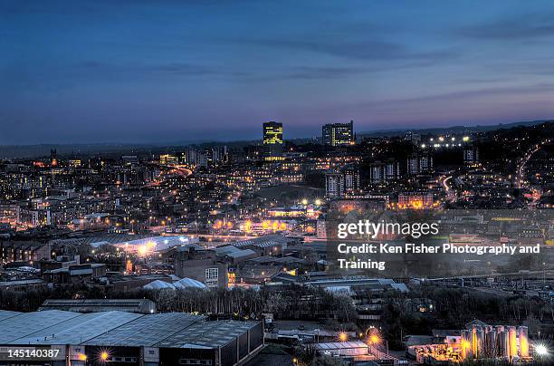 sheffield at night - sheffield cityscape stock pictures, royalty-free photos & images