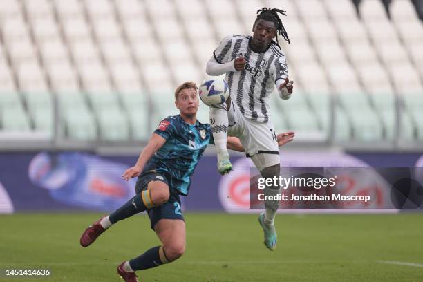 Moise Kean of Juventus scores to give the side a 1-0 lead during the Friendly match between Juventus and HNK Rijeka at Allianz Stadium on December...