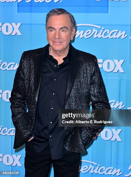 Singer Neil Diamond poses in the press room during Fox's "American Idol 2012" Finale Results Show at Nokia Theatre L.A. Live on May 23, 2012 in Los...