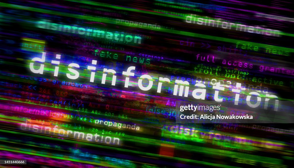 Disinformation media and abstract screen 3d illustration