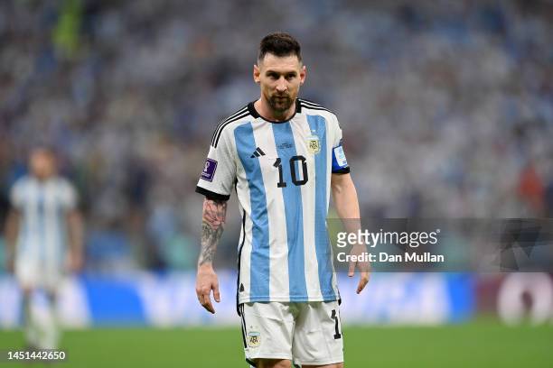 Lionel Messi of Argentina looks on during the FIFA World Cup Qatar 2022 Final match between Argentina and France at Lusail Stadium on December 18,...