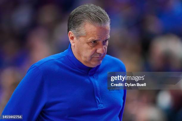 Head coach John Calipari of the Kentucky Wildcats walks across the court in the first half against the Florida A&M Rattlers at Rupp Arena on December...
