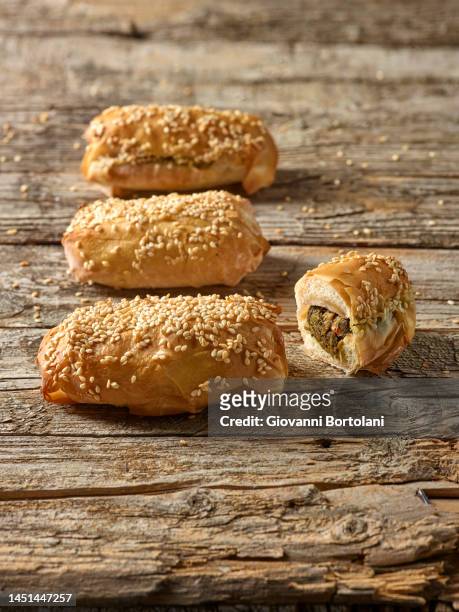 puff pastry buns stuffed with vegetables - savoury food stock pictures, royalty-free photos & images