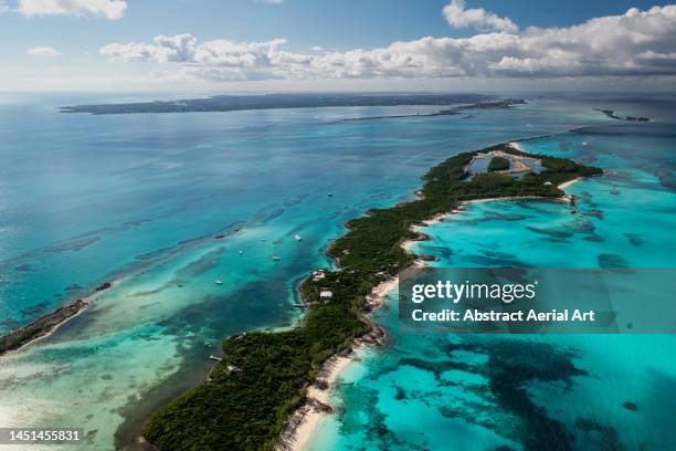 aerial image looking towards paradise island and new providence taken from rose island, bahamas - cay insel stock-fotos und bilder