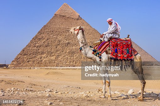 Bedouin and the pyramid, Giza, Egypt