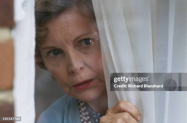 English actress Barbara Ferris, as Mrs Lawson in a scene from 'The Krays', directed by Peter Medak, 1990.