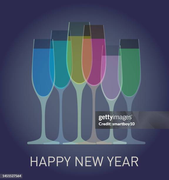 new year greeting - prosecco stock illustrations
