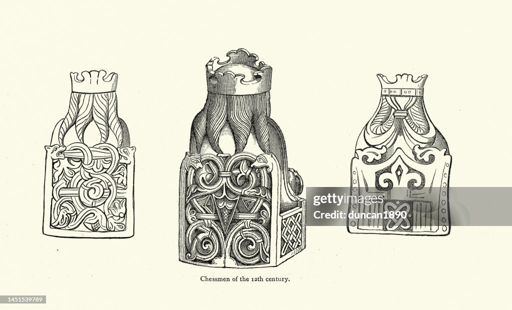 Lewis chessmen, 12th century chess pieces carved from walrus ivory
