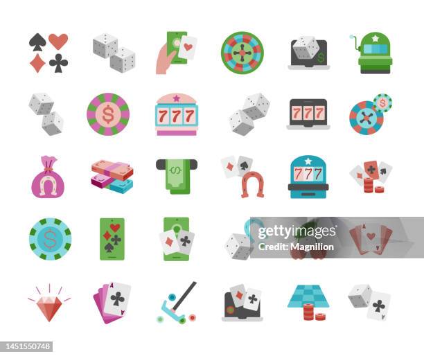 casino icons set - jackpot stock illustrations stock illustrations