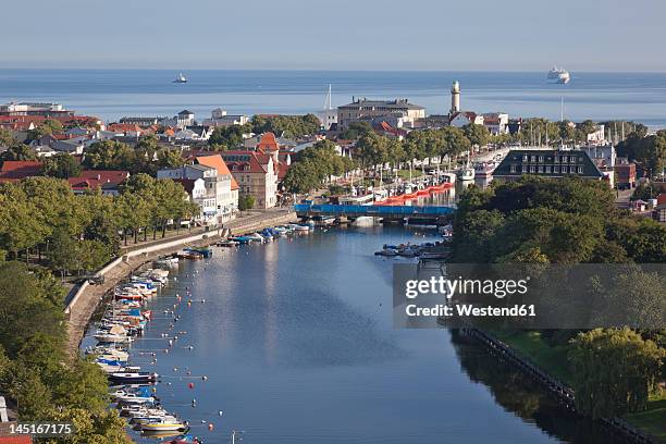 germany, rostock, view of harbour with warnow river - rostock stock pictures, royalty-free photos & images