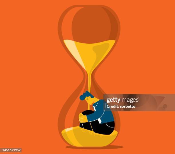 time pressure - hourglass - businessman - accident at work stock illustrations