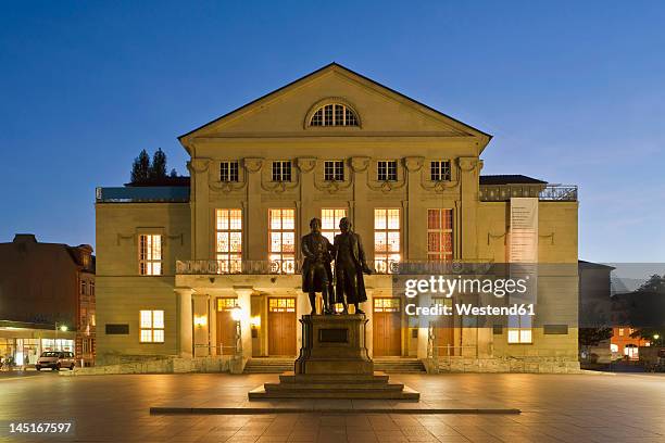 germany, thuringia, weimar, view of monument in front of german national theatre - weimar foto e immagini stock