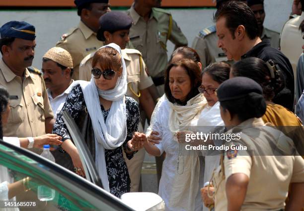 Urvashi Dholakia and Rabbiya Khan attend the funeral of Jiah Khan on June 05, 2013 in Mumbai, India